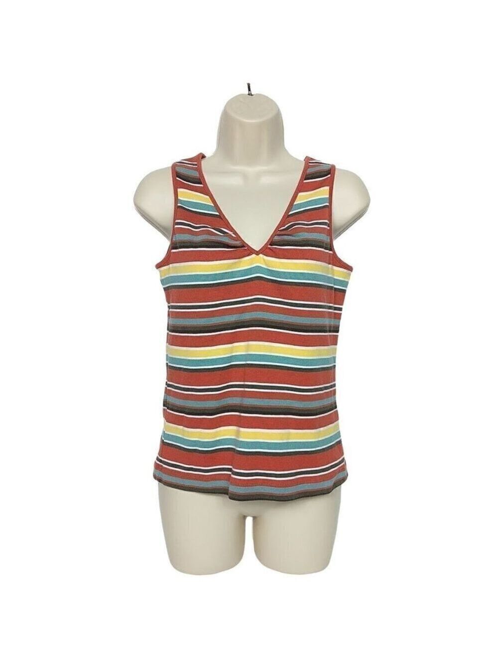 Cato Multicolor Stripe V Neck Tank Top Medium